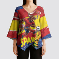Spain National Football Custom Kimono Sleeve Blouse Spanish Bull Trophy Todos con La Roja