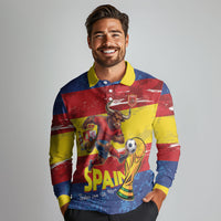 Spain National Football Custom Long Sleeve Polo Shirt Spanish Bull Trophy Todos con La Roja