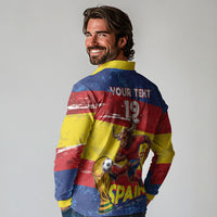 Spain National Football Custom Long Sleeve Polo Shirt Spanish Bull Trophy Todos con La Roja
