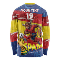 Spain National Football Custom Long Sleeve Shirt Spanish Bull Trophy Todos con La Roja