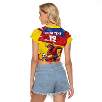 Spain National Football Custom Raglan Cropped T Shirt Spanish Bull Trophy Todos con La Roja