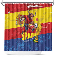 Spain National Football Shower Curtain Spanish Bull Trophy Todos con La Roja