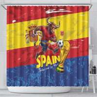Spain National Football Shower Curtain Spanish Bull Trophy Todos con La Roja