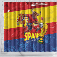 Spain National Football Shower Curtain Spanish Bull Trophy Todos con La Roja