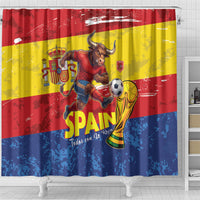Spain National Football Shower Curtain Spanish Bull Trophy Todos con La Roja