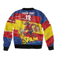 Spain National Football Custom Sleeve Zip Bomber Jacket Spanish Bull Trophy Todos con La Roja