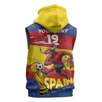 Spain National Football Custom Sleeveless Zip Hoodie Spanish Bull Trophy Todos con La Roja
