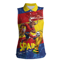 Spain National Football Custom Women Sleeveless Polo Shirt Spanish Bull Trophy Todos con La Roja