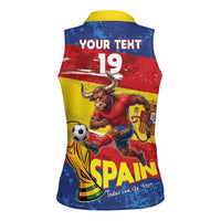 Spain National Football Custom Women Sleeveless Polo Shirt Spanish Bull Trophy Todos con La Roja