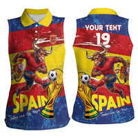 Spain National Football Custom Women Sleeveless Polo Shirt Spanish Bull Trophy Todos con La Roja