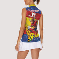 Spain National Football Custom Women Sleeveless Polo Shirt Spanish Bull Trophy Todos con La Roja