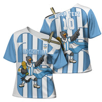 Argentina National Football Custom Cross Shoulder Shirt Andean Condor Trophy Sporty Style