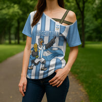Argentina National Football Custom Cross Shoulder Shirt Andean Condor Trophy Sporty Style