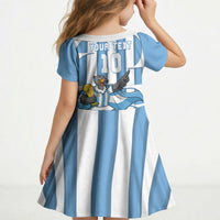 Argentina National Football Custom Kid Short Sleeve Dress Andean Condor Trophy Sporty Style