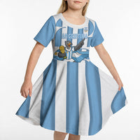 Argentina National Football Custom Kid Short Sleeve Dress Andean Condor Trophy Sporty Style