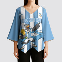 Argentina National Football Custom Kimono Sleeve Blouse Andean Condor Trophy Sporty Style