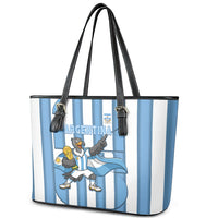 Argentina National Football Leather Tote Bag Andean Condor Trophy Sporty Style