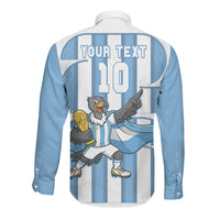 Argentina National Football Custom Long Sleeve Button Shirt Andean Condor Trophy Sporty Style