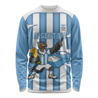 Argentina National Football Custom Long Sleeve Shirt Andean Condor Trophy Sporty Style