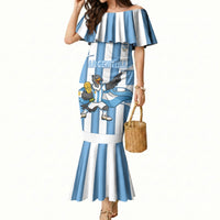 Argentina National Football Custom Mermaid Dress Andean Condor Trophy Sporty Style