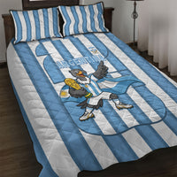 Argentina National Football Quilt Bed Set Andean Condor Trophy Sporty Style