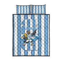 Argentina National Football Quilt Bed Set Andean Condor Trophy Sporty Style