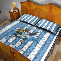 Argentina National Football Quilt Bed Set Andean Condor Trophy Sporty Style