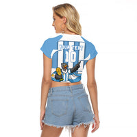 Argentina National Football Custom Raglan Cropped T Shirt Andean Condor Trophy Sporty Style