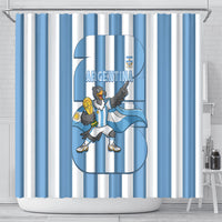 Argentina National Football Shower Curtain Andean Condor Trophy Sporty Style