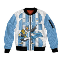 Argentina National Football Custom Sleeve Zip Bomber Jacket Andean Condor Trophy Sporty Style
