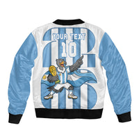 Argentina National Football Custom Sleeve Zip Bomber Jacket Andean Condor Trophy Sporty Style