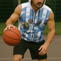 Argentina National Football Custom Sleeveless Zip Hoodie Andean Condor Trophy Sporty Style