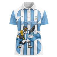 Argentina National Football Custom Women Polo Shirt Andean Condor Trophy Sporty Style