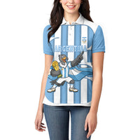 Argentina National Football Custom Women Polo Shirt Andean Condor Trophy Sporty Style