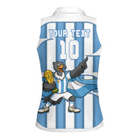 Argentina National Football Custom Women Sleeveless Polo Shirt Andean Condor Trophy Sporty Style