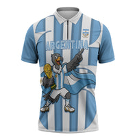 Argentina National Football Custom Zipper Polo Shirt Andean Condor Trophy Sporty Style