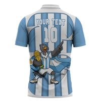 Argentina National Football Custom Zipper Polo Shirt Andean Condor Trophy Sporty Style