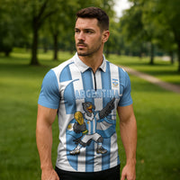 Argentina National Football Custom Zipper Polo Shirt Andean Condor Trophy Sporty Style