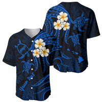 Personalised Niihau Hawaii Baseball Jersey Polynesian Tattoo and Pacific Plumeria Blue Vibe LT9 - Wonder Print Shop