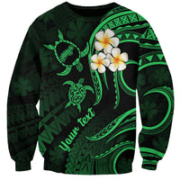 Personalised Niihau Hawaii Sweatshirt Polynesian Tattoo and Pacific Plumeria Green Vibe - Wonder Print Shop