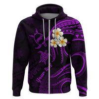 Personalised Niihau Hawaii Hoodie Polynesian Tattoo and Pacific Plumeria Purple Vibe - Wonder Print Shop