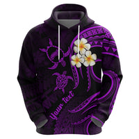 Personalised Niihau Hawaii Hoodie Polynesian Tattoo and Pacific Plumeria Purple Vibe - Wonder Print Shop