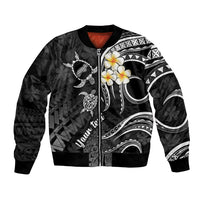 Personalised Niihau Hawaii Bomber Jacket Polynesian Tattoo and Pacific Plumeria White Vibe LT9 - Wonder Print Shop