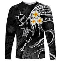 Personalised Niihau Hawaii Long Sleeve Shirt Polynesian Tattoo and Pacific Plumeria White Vibe - Wonder Print Shop