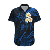 Personalised Molokai Hawaii Hawaiian Shirt Polynesian Tattoo and Pacific Plumeria Blue Vibe - Wonder Print Shop
