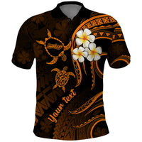 Personalised Molokai Hawaii Polo Shirt Polynesian Tattoo and Pacific Plumeria Gold Vibe - Wonder Print Shop