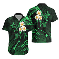 Personalised Molokai Hawaii Hawaiian Shirt Polynesian Tattoo and Pacific Plumeria Green Vibe - Wonder Print Shop