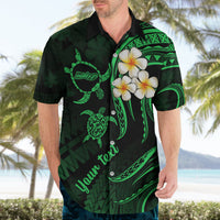 Personalised Molokai Hawaii Hawaiian Shirt Polynesian Tattoo and Pacific Plumeria Green Vibe - Wonder Print Shop