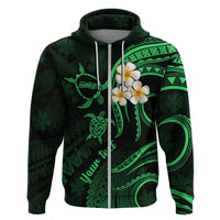 Personalised Molokai Hawaii Hoodie Polynesian Tattoo and Pacific Plumeria Green Vibe - Wonder Print Shop