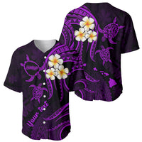 Personalised Molokai Hawaii Baseball Jersey Polynesian Tattoo and Pacific Plumeria Purple Vibe LT9 - Wonder Print Shop